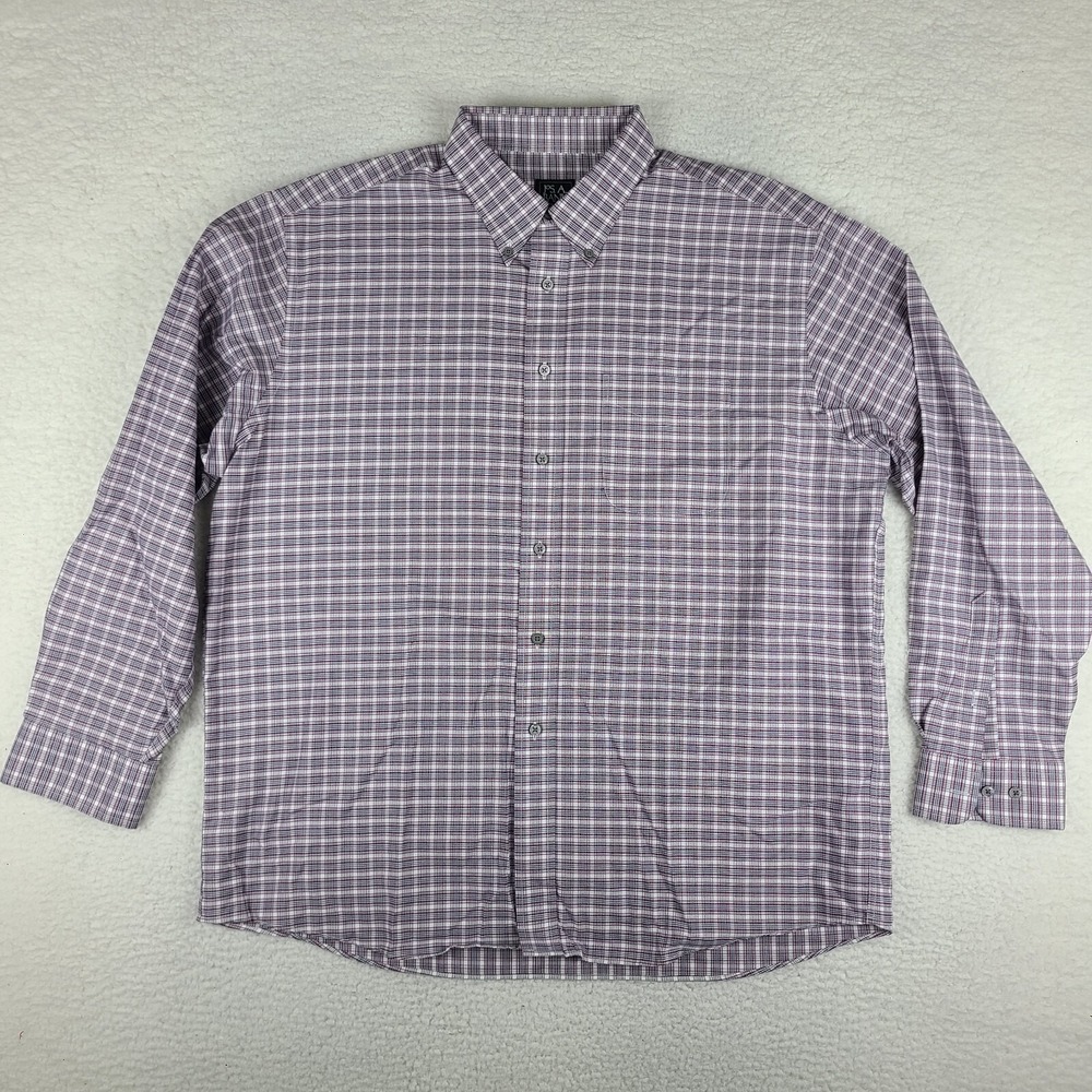 Jos A Bank Traveler Shirt XL Dark Blue Red Traditional Fit Dress‎ Button Down EC